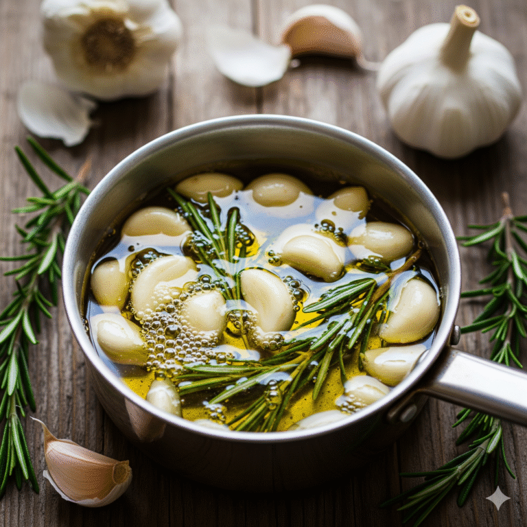 Gekonfijte Knoflook in Olijfolie met Rozemarijn
