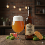 Vers gebrouwen Heritage IPA bier met een volle schuimkraag volgens het Roots Brew recept.