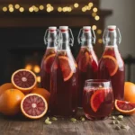 Tweede fermentatie kombucha met bloedsinaasappel en kardemom voor een natuurlijk sprankelend resultaat.