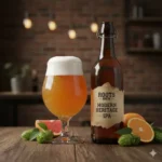 Modern Heritage IPA van RootsFood, een hoppig blond bier met een perfecte balans tussen bitterheid en fruitige aroma's.