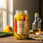Golden Umami Pickles: met kurkuma geelgekleurde ingelegde groenten met een rijke, hartige smaak.
