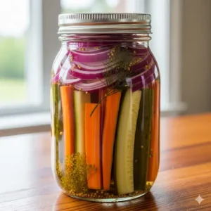 Diverse glazen potten met gefermenteerde en ingelegde groenten in de RootsFood voorraadkast.