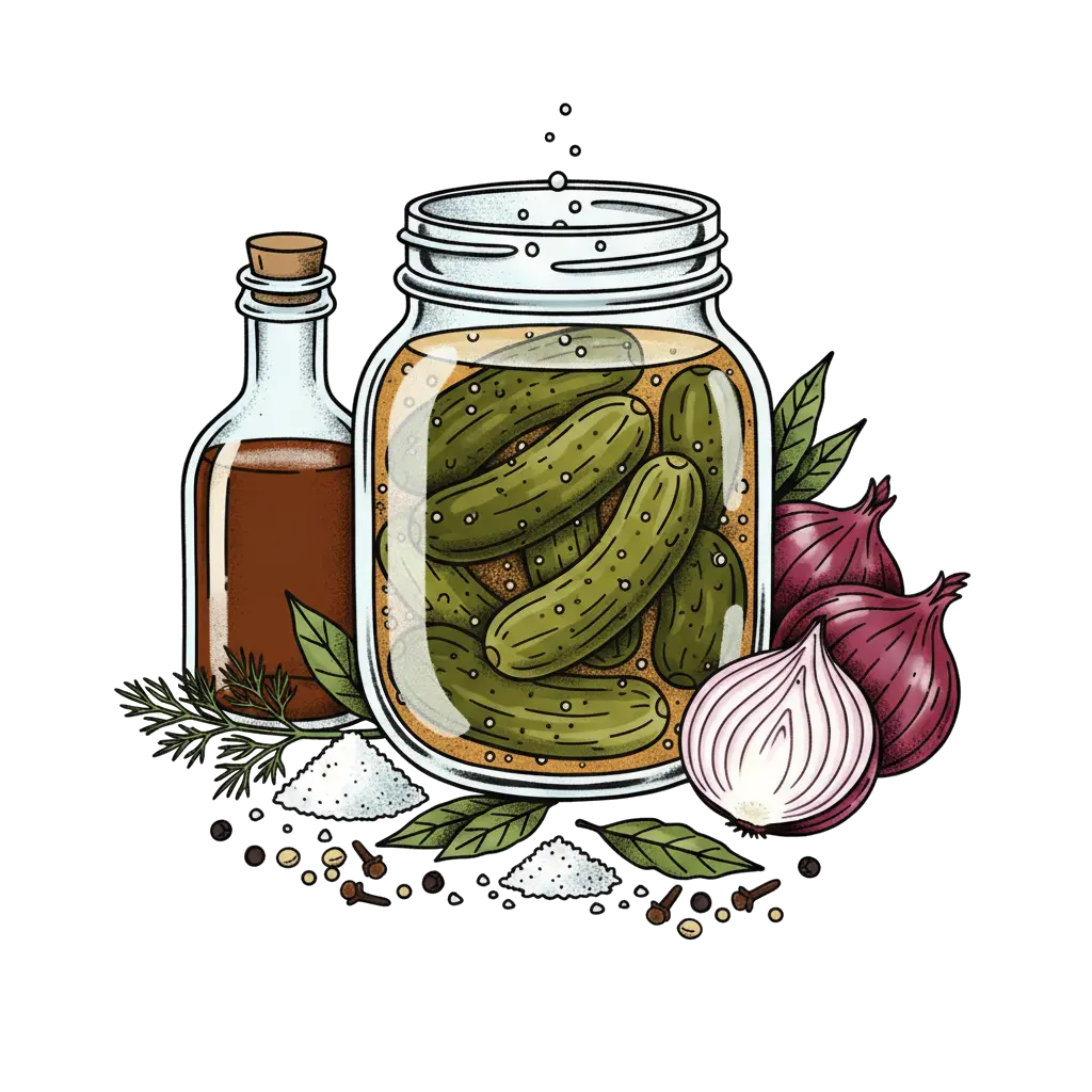 Pickling icoon: het proces van groenten inleggen in azijn of pekel.