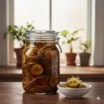 Shoyuzuke Crunchy Q-chan komkommers, een traditioneel Japans recept voor in sojasaus gefermenteerde augurken met een stevige beet.