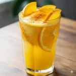 Goudgele waterkefir met kurkuma en sinaasappel, een ontstekingsremmende en probiotische limonade.