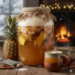 Winterse Tepache van ananas en kokos, een tropische gefermenteerde dorstlesser met een romige twist.