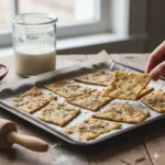 Knapperig zuurdesem cracker brood, een gezonde en ambachtelijke snack gemaakt van actieve desemstarter.