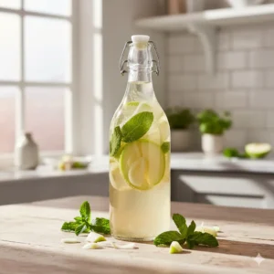 F2 Kombucha met venkel, groene appel en verse munt, een complexe tweede fermentatie voor natuurlijke koolzuur.