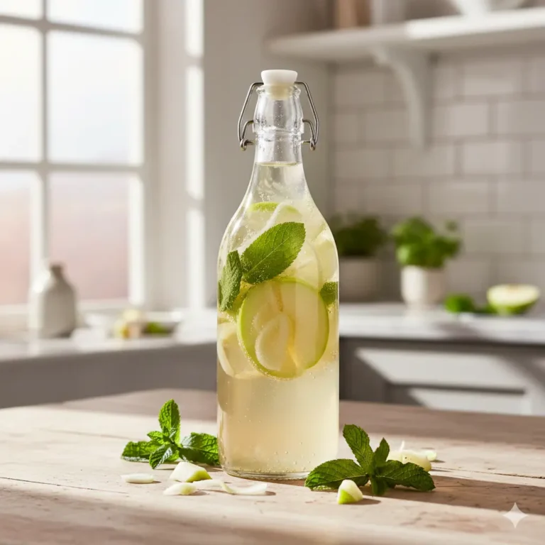 F2 Kombucha met venkel, groene appel en verse munt, een complexe tweede fermentatie voor natuurlijke koolzuur.
